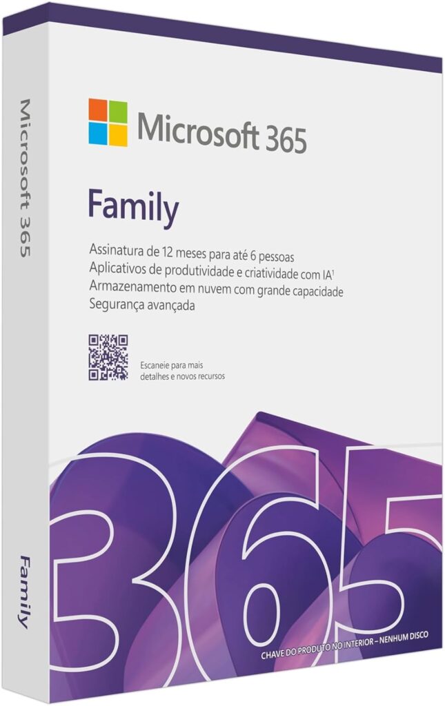 Microsoft 365 Family + até 6TB de Armazenamento OneDrive (1TB por pessoa) | 6 usuários, 12 Meses